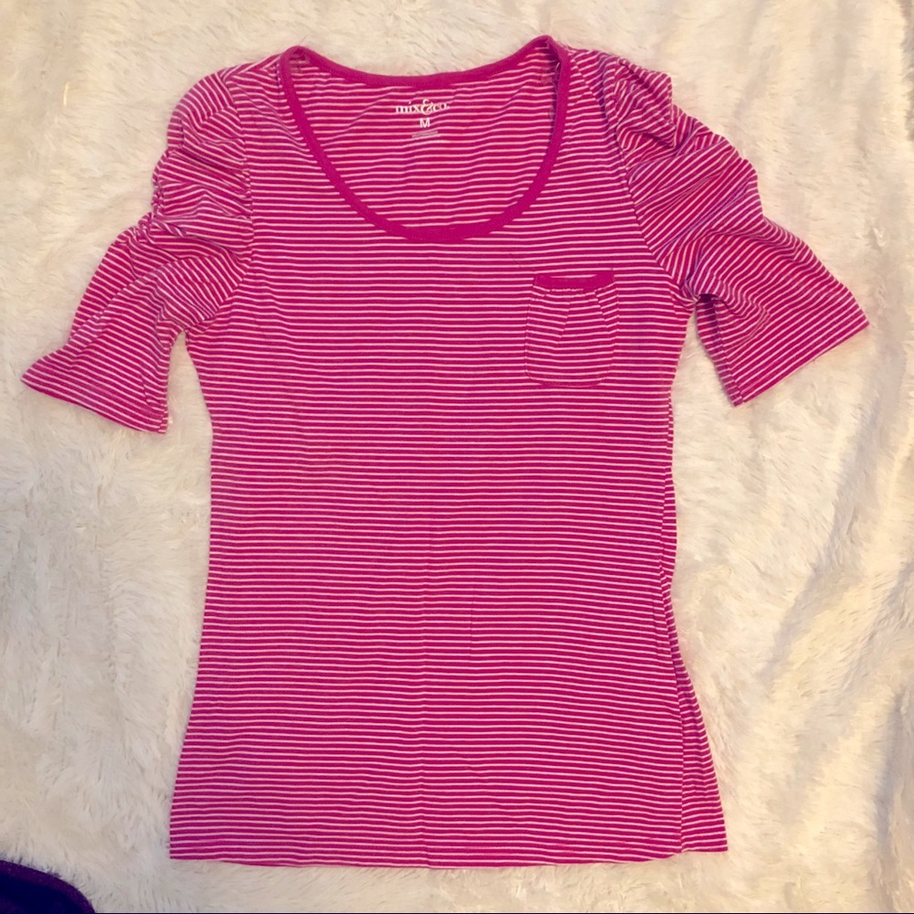 🔴3/&10🔴Womens scoop neck striped half sleeve tee
